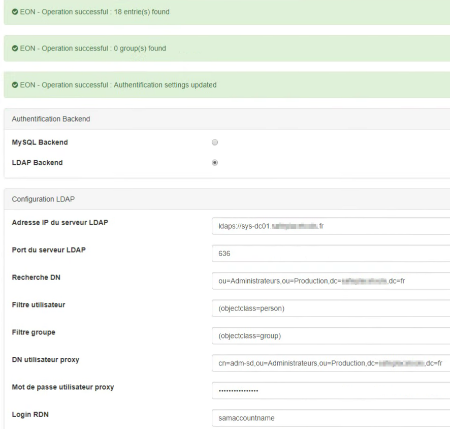 EyesOfNetwork Configuration LDAPs